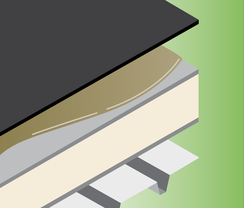 An illustration of a closed book with a beige cover, gray spine, and black top edge, resting on a green gradient background. The book casts a shadow onto a white and gray surface below. | GenFlex